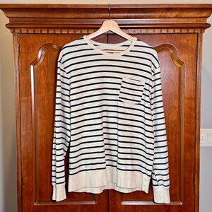 J.Crew Authentic Fleece Stripe Crewneck (C3247) Cotton Pullover, M